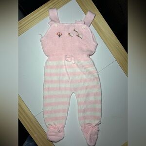 Adorable Pink Striped Baby Footie